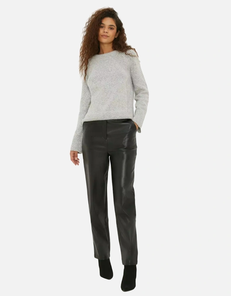Womens/Ladies Faux Leather Tall Ankle Grazer Trousers