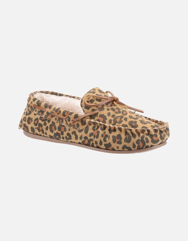 Womens/Ladies Allie Leopard Print Suede Slippers