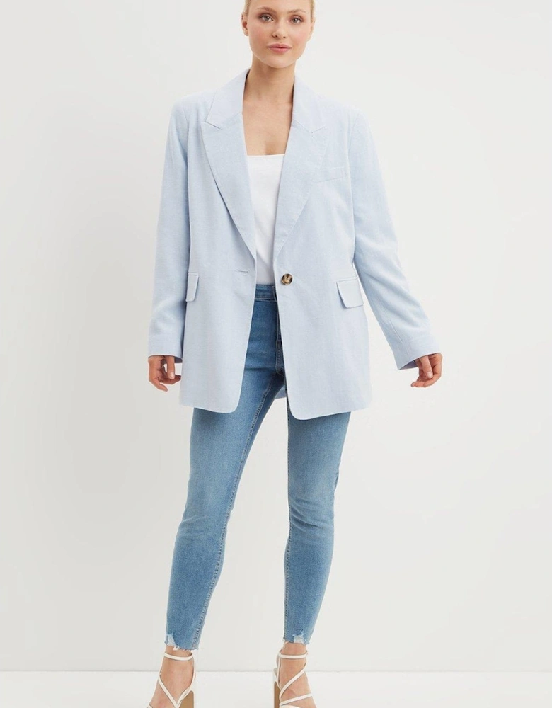 Womens/Ladies Linen Boyfriend Jacket