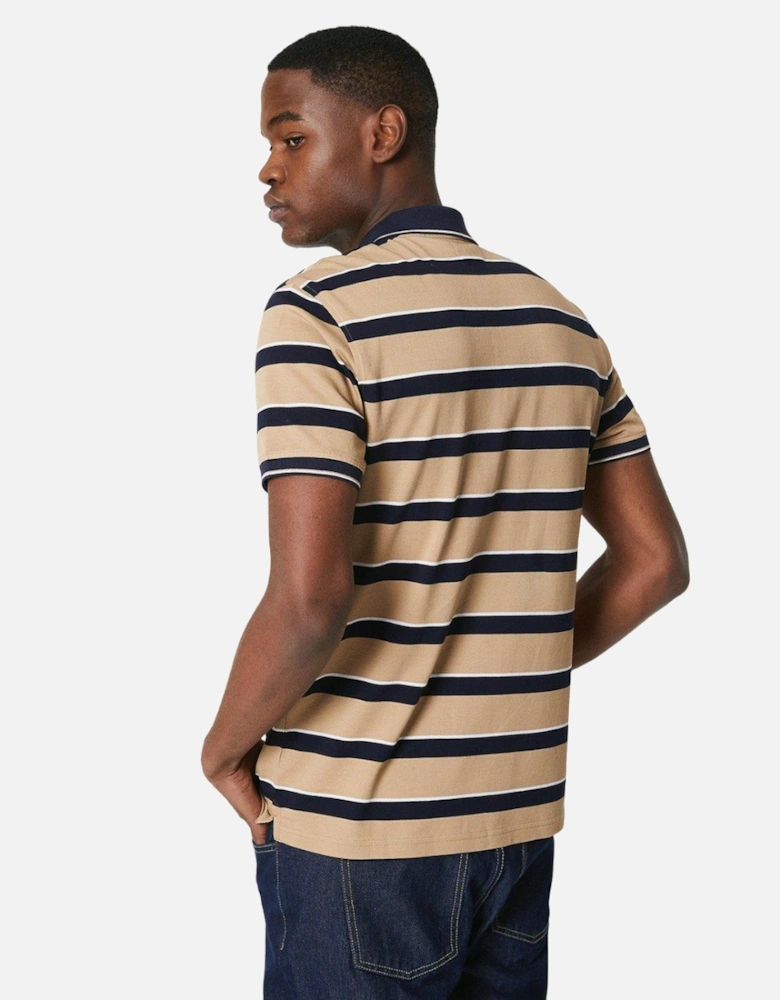 Mens Striped Pique Polo Shirt