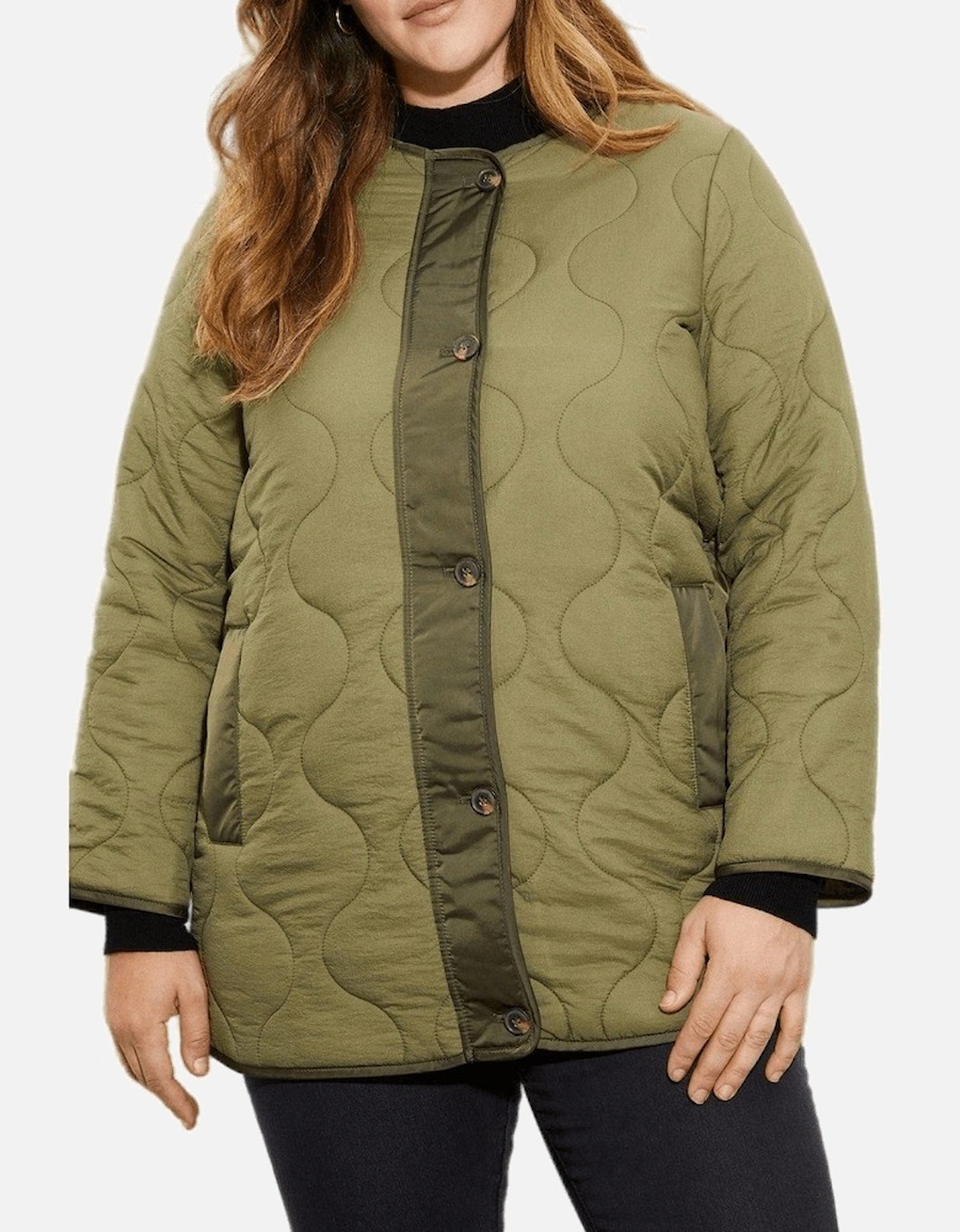 Womens/Ladies Contrast Collarless Plus Padded Jacket, 6 of 5