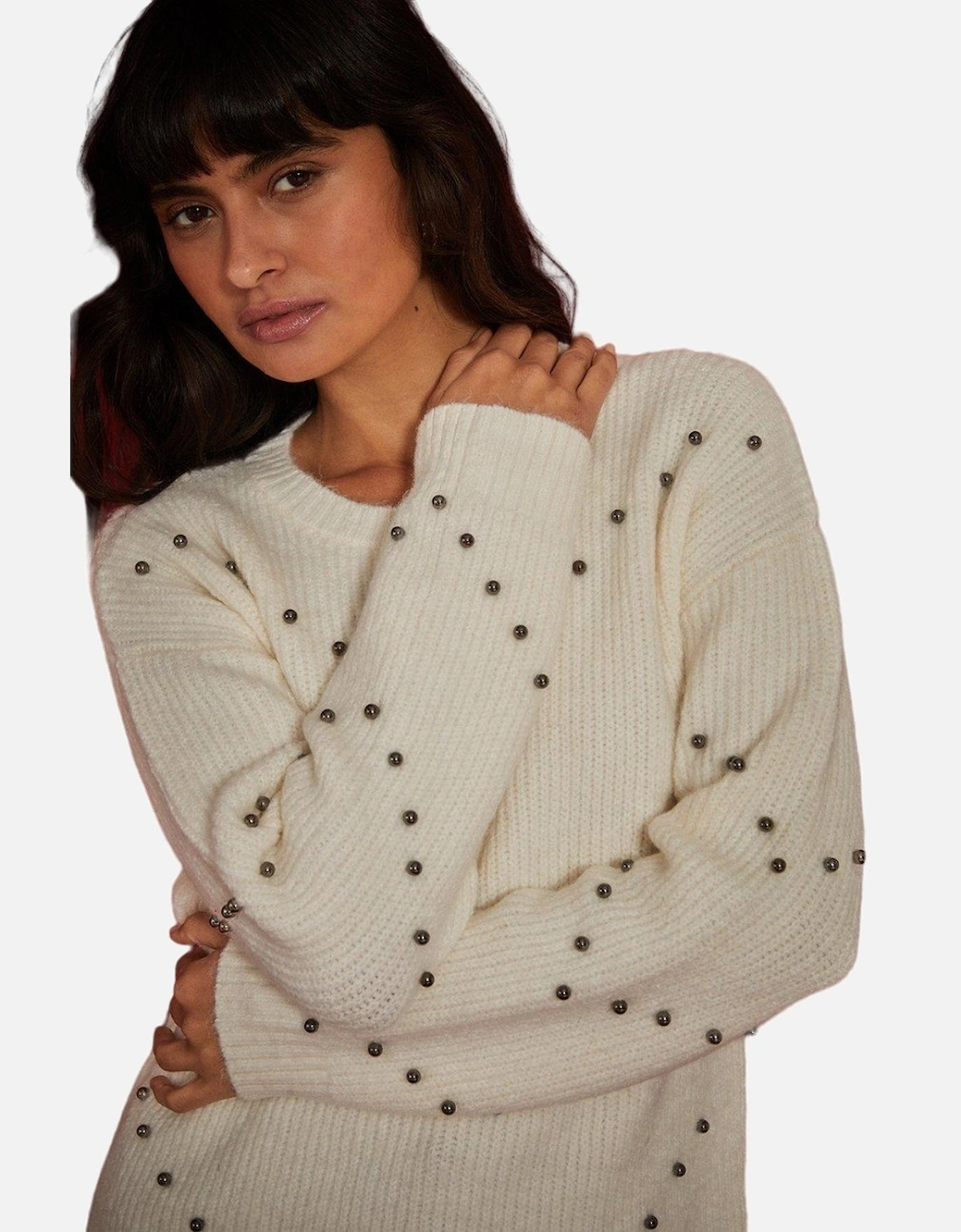 Womens/Ladies Zig Zag Embellished Jumper