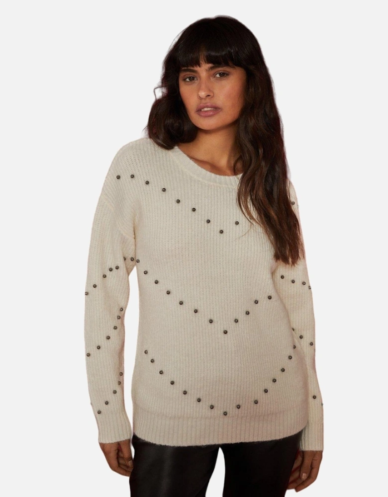 Womens/Ladies Zig Zag Embellished Jumper