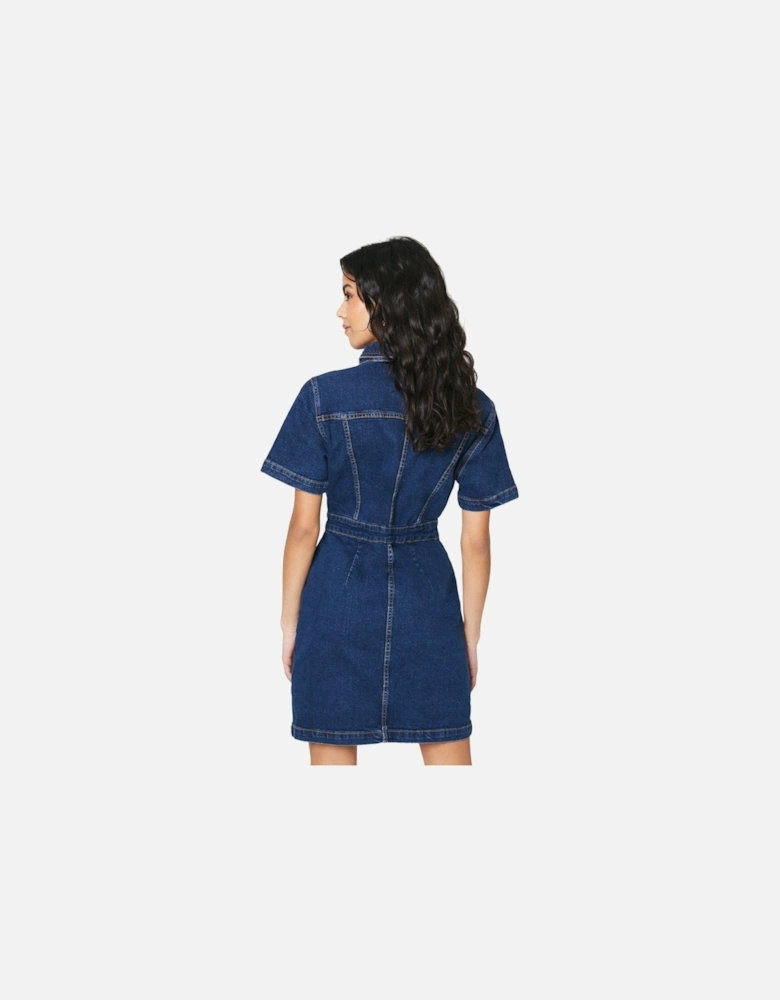 Womens/Ladies Denim Petite Mini Dress