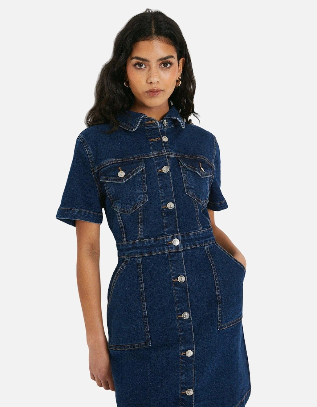 Womens/Ladies Denim Petite Mini Dress