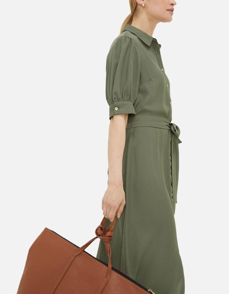Womens/Ladies Belt Midi Shirt Dress