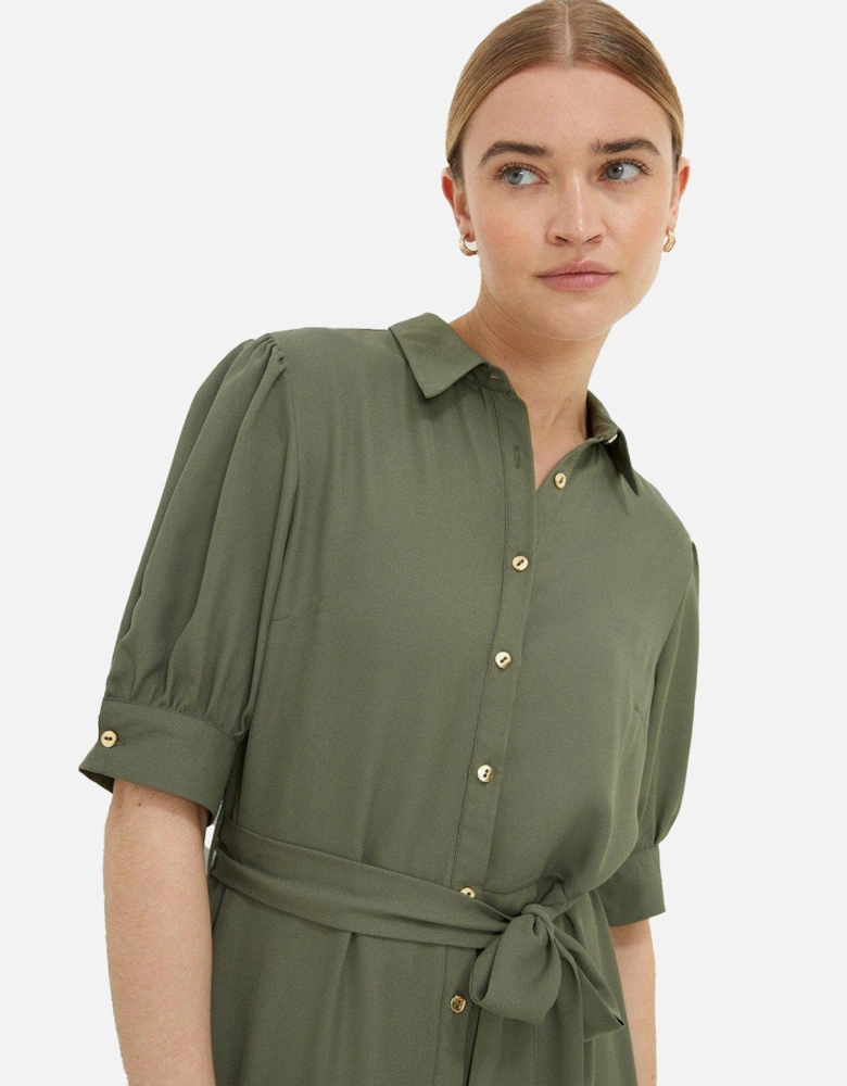 Womens/Ladies Belt Midi Shirt Dress