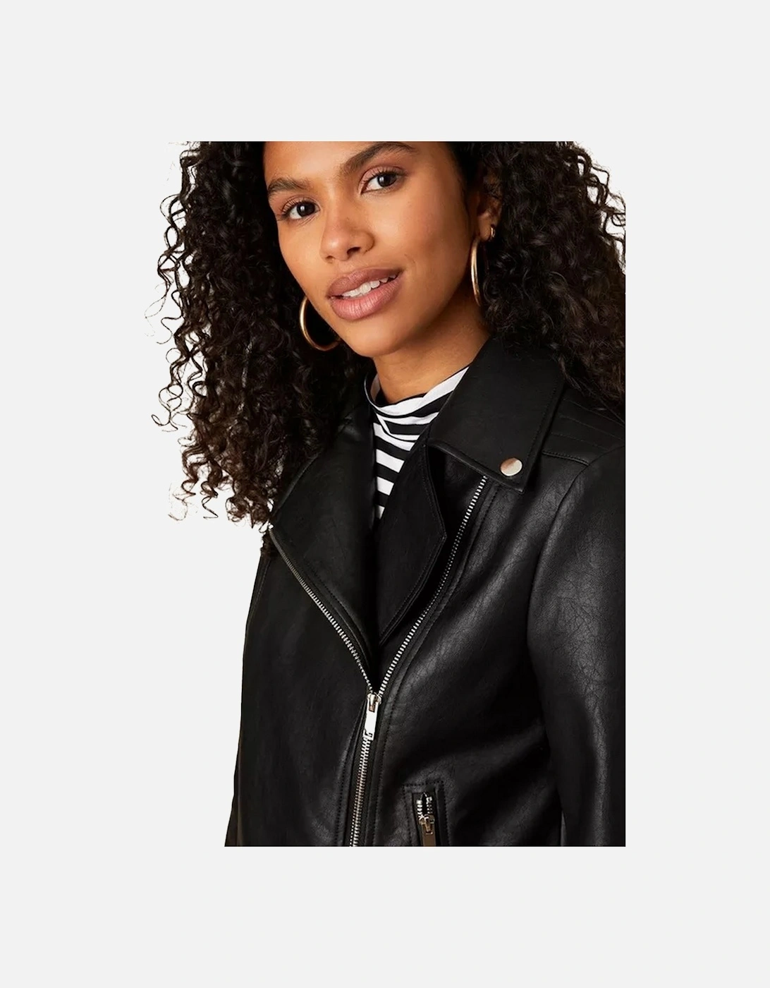 Womens/Ladies Faux Leather Biker Jacket