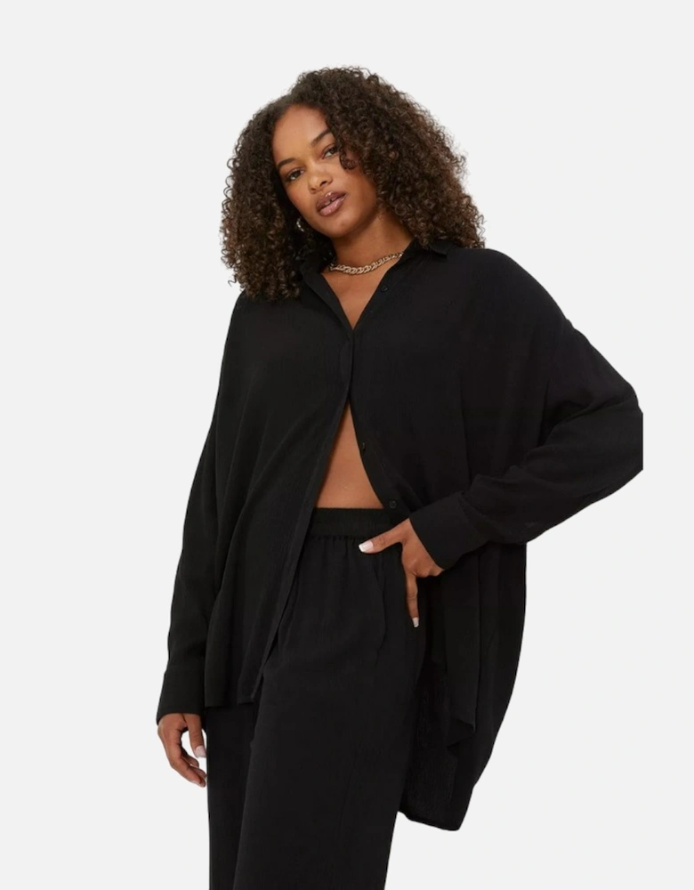 Womens/Ladies Crinkle Tall Oversized Shirt