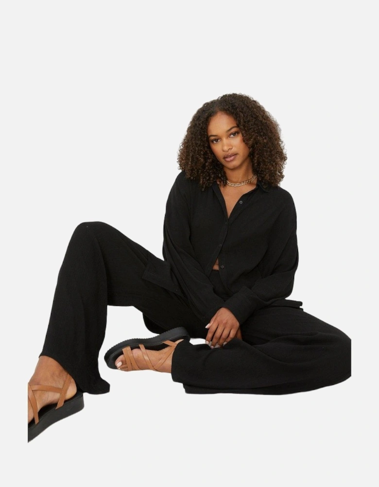 Womens/Ladies Crinkle Tall Oversized Shirt