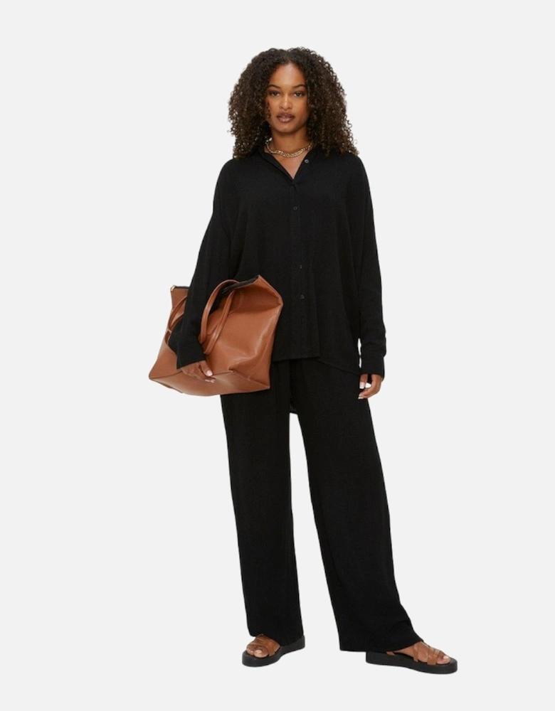 Womens/Ladies Crinkle Tall Oversized Shirt