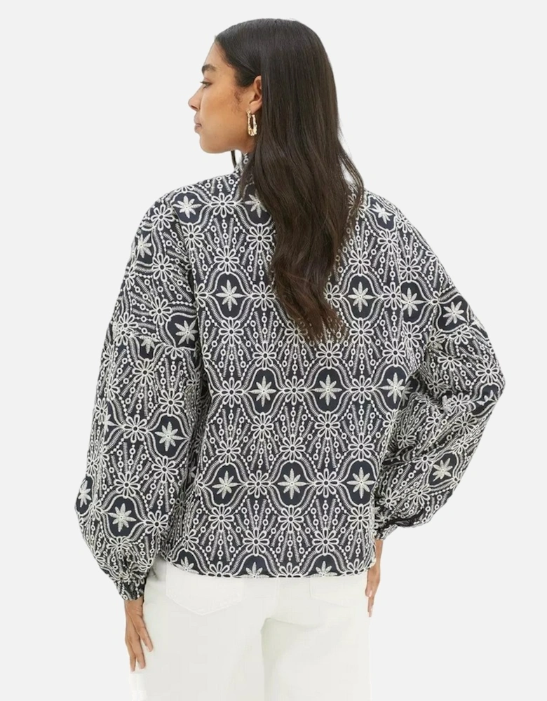 Womens/Ladies Embroidered Button Through Blouse