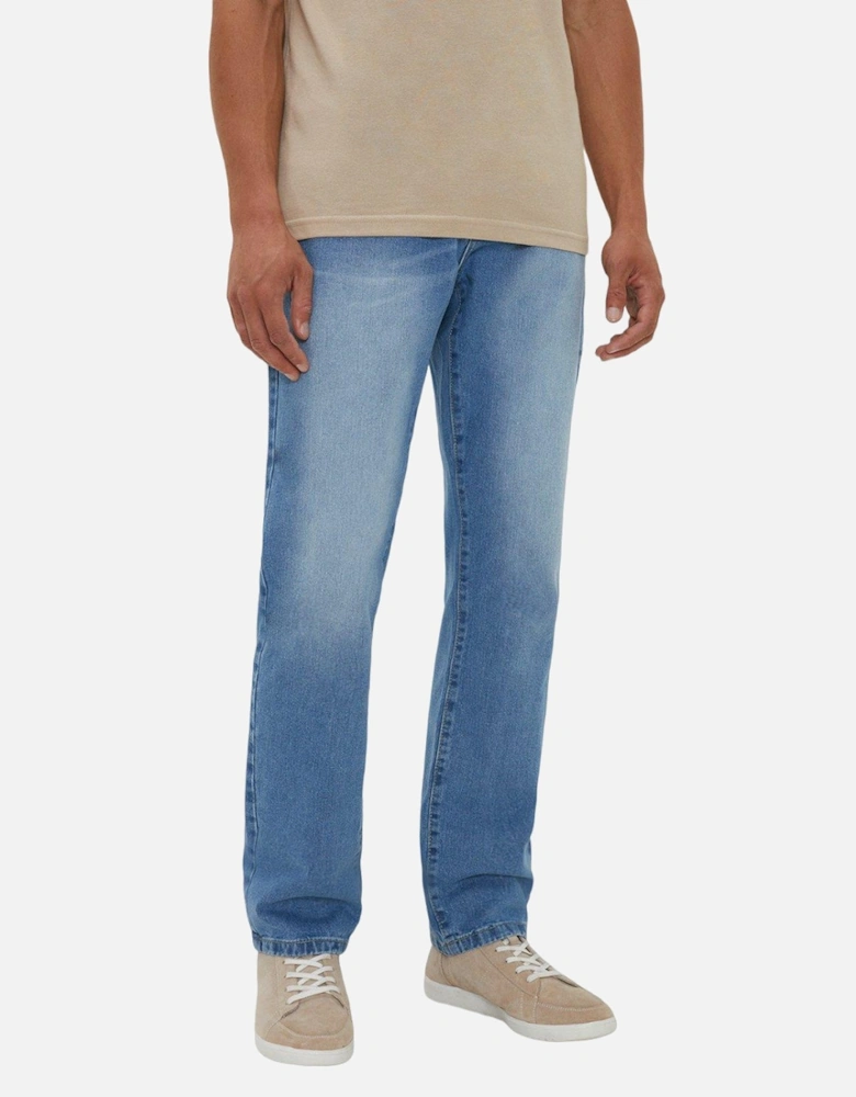 Mens Stone Wash Straight Jeans