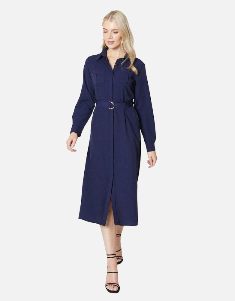 Womens/Ladies Utility Belted Midi Dress