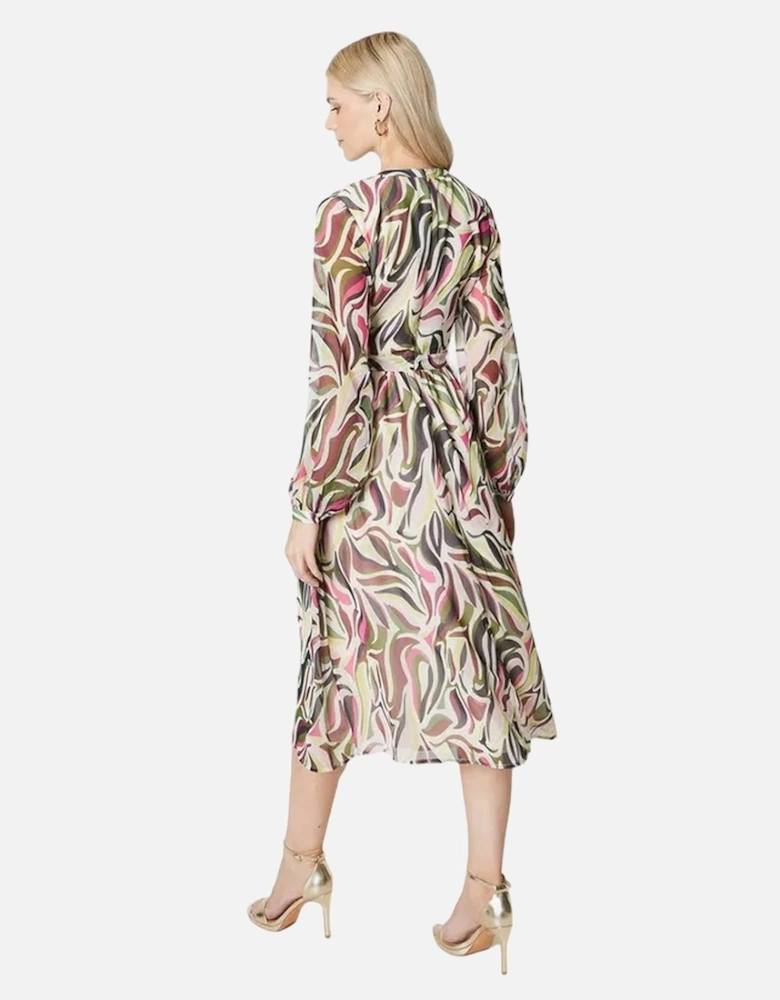 Womens/Ladies Abstract Pleated Midi Dress