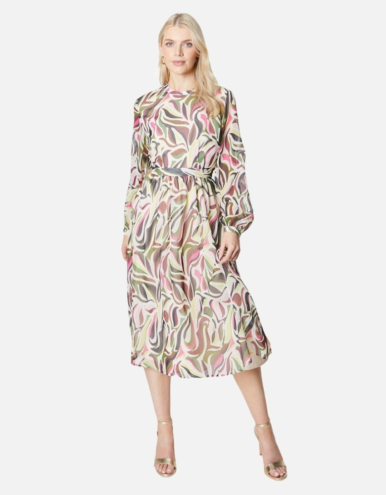 Womens/Ladies Abstract Pleated Midi Dress