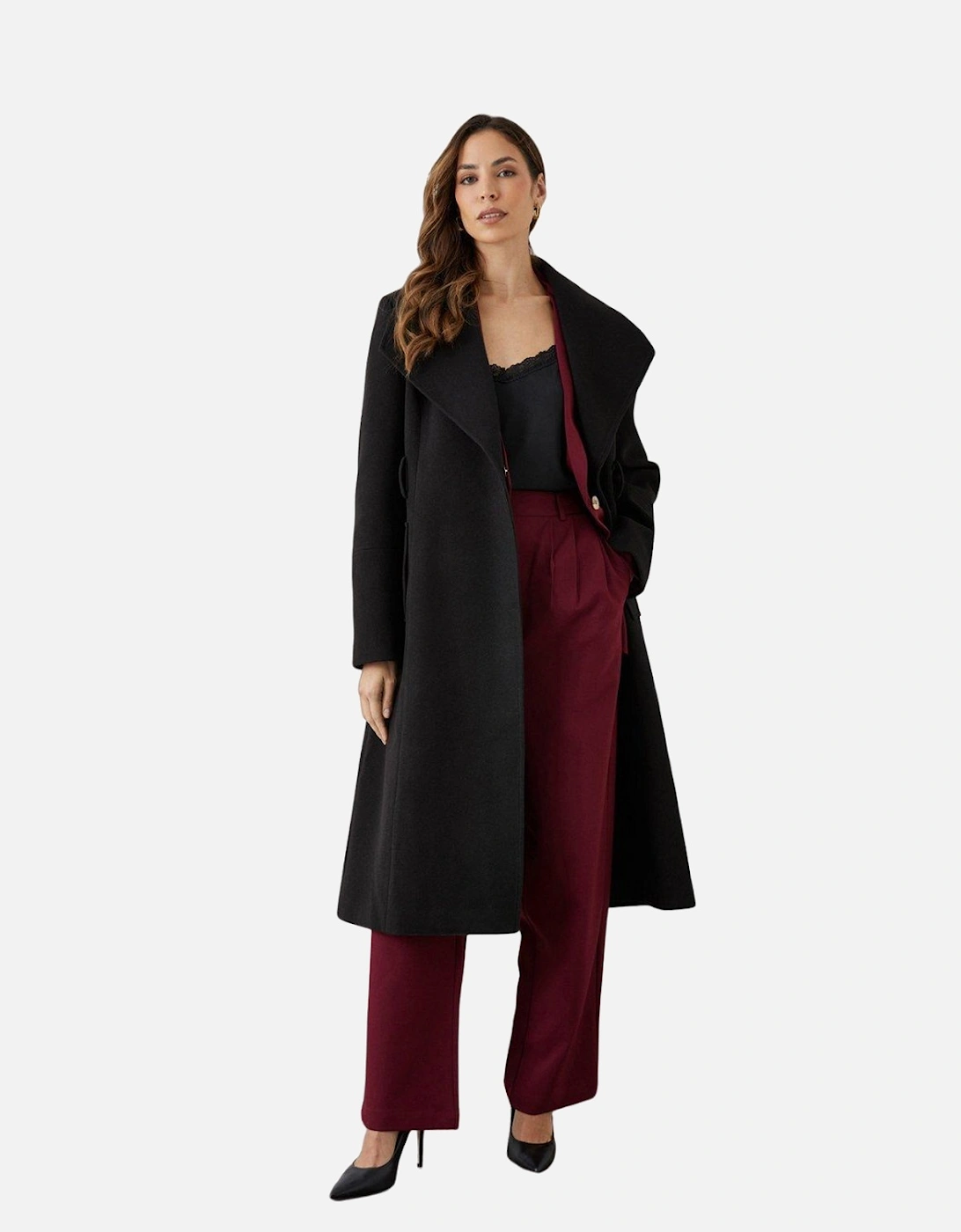 Womens/Ladies Belted Wrap Longline Coat