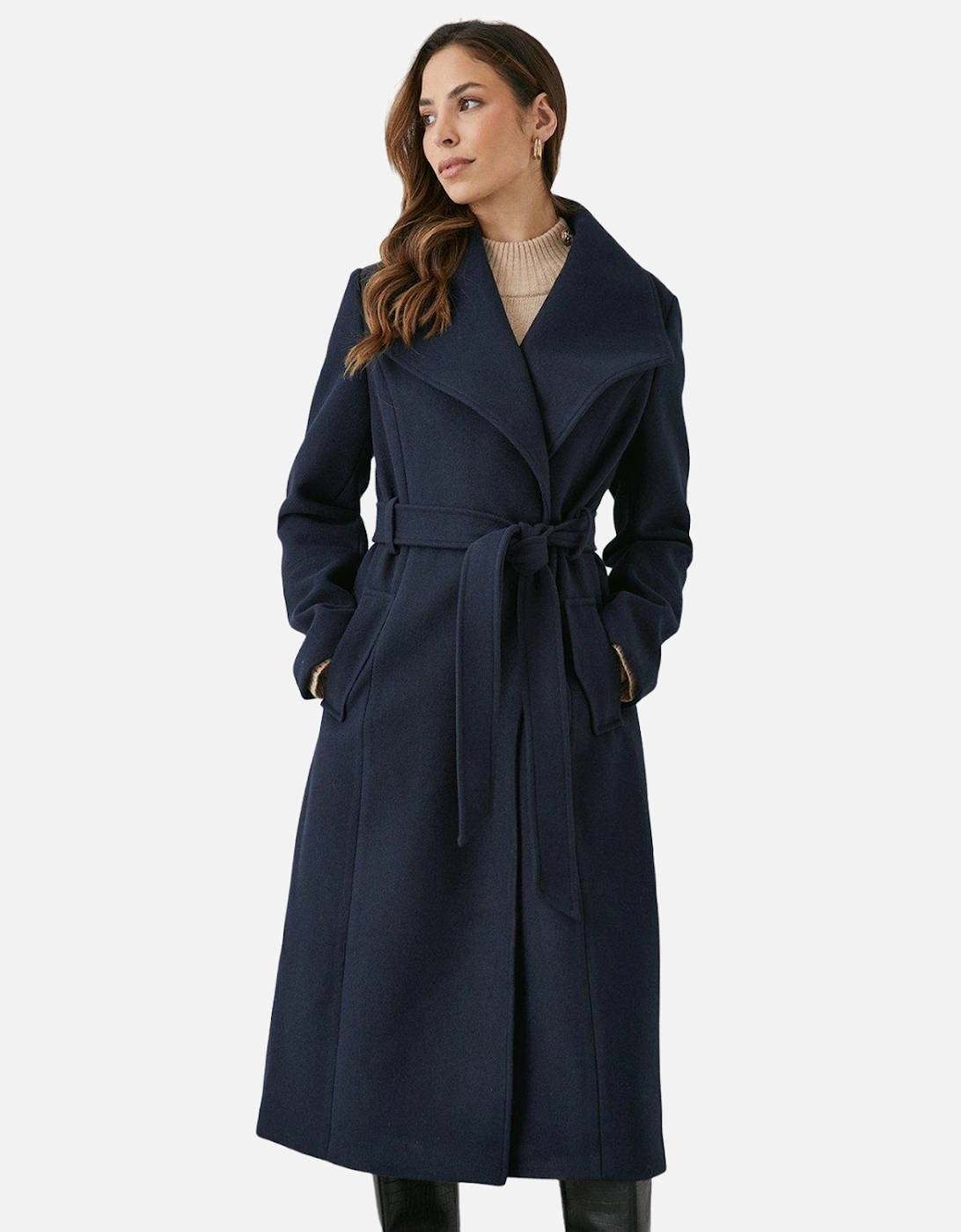 Womens/Ladies Belted Wrap Longline Coat, 5 of 4