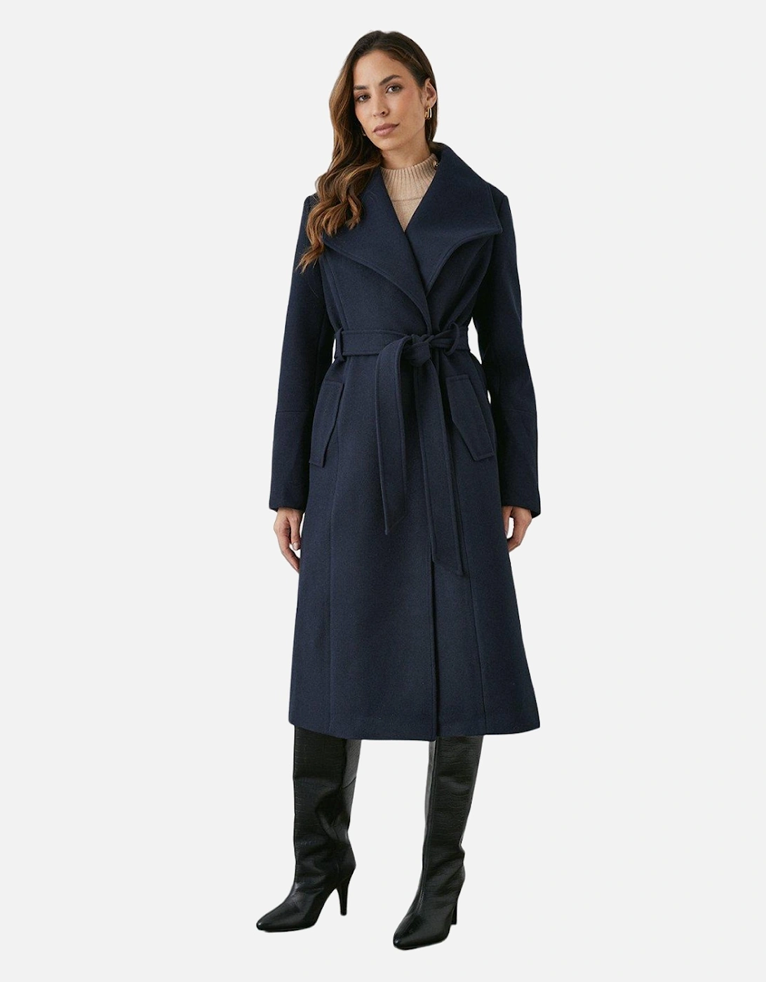 Womens/Ladies Belted Wrap Longline Coat