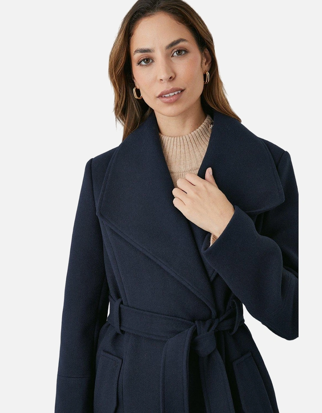 Womens/Ladies Belted Wrap Longline Coat