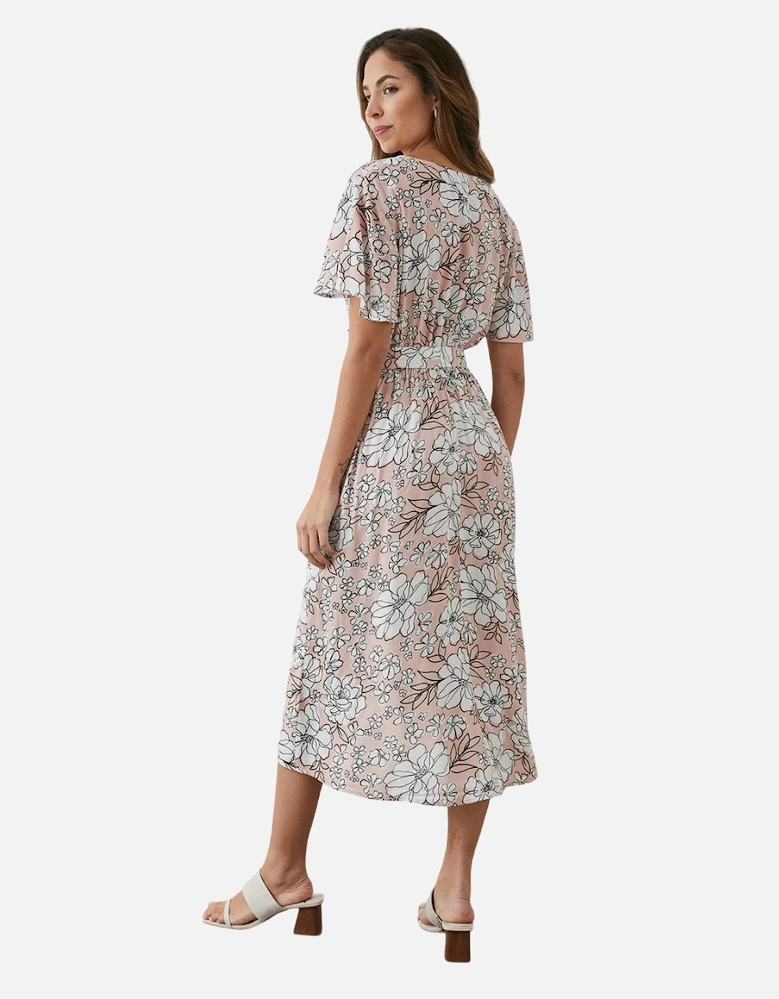 Womens/Ladies Floral Wrap Flared Dress