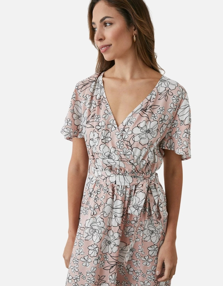 Womens/Ladies Floral Wrap Flared Dress