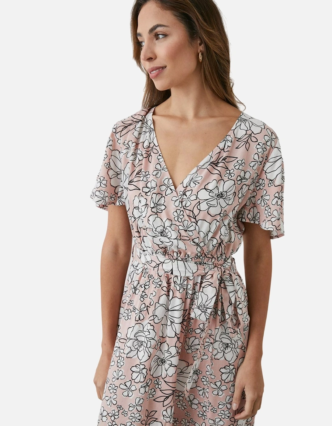 Womens/Ladies Floral Wrap Flared Dress
