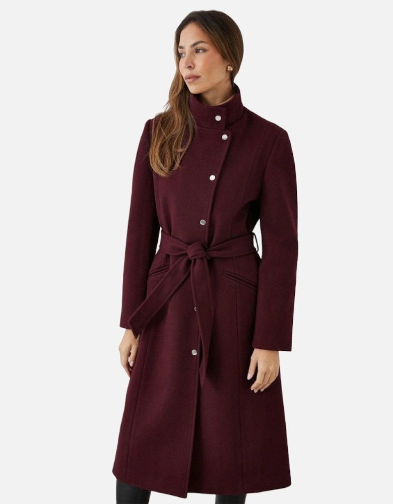 Womens/Ladies Belted Funnel Neck Coat