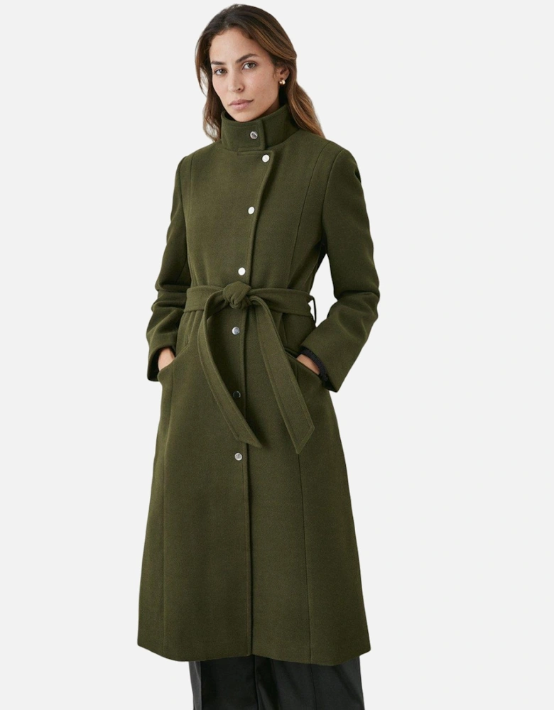 Womens/Ladies Belted Funnel Neck Coat