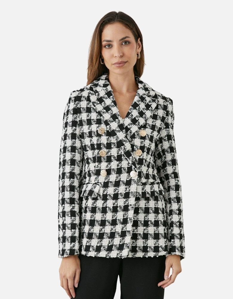 Womens/Ladies Dogtooth Double-Breasted Blazer