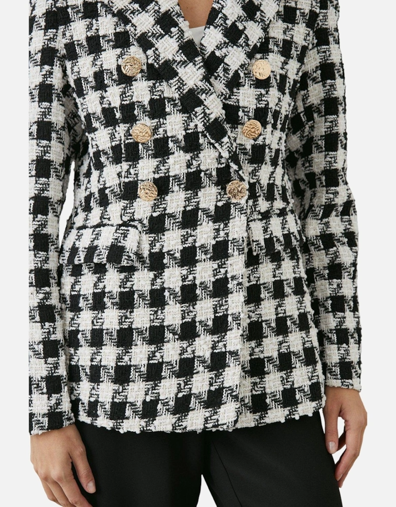 Womens/Ladies Dogtooth Double-Breasted Blazer