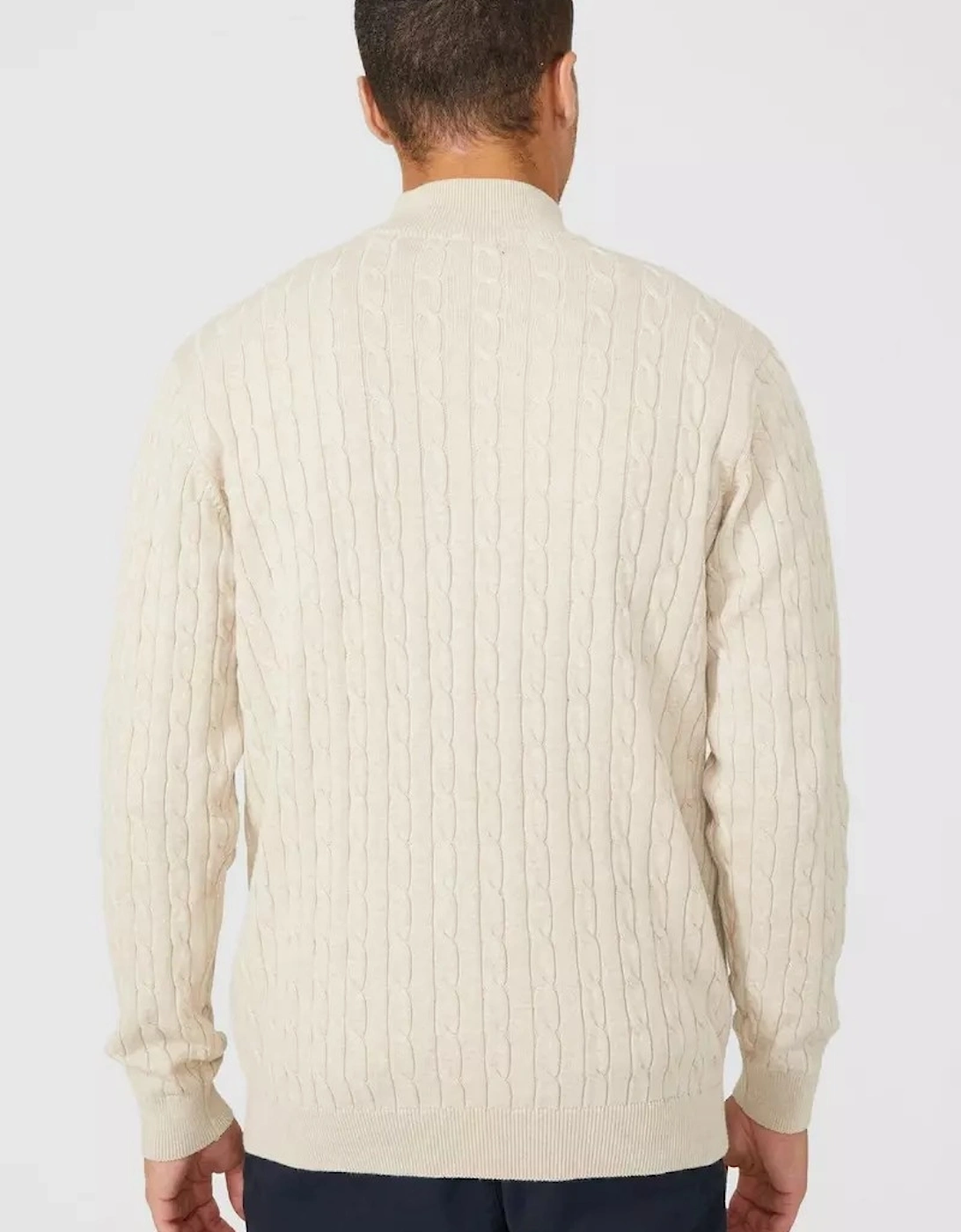 Mens Cable Cotton Half Zip Jumper