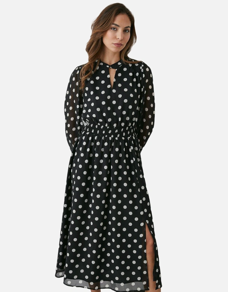 Womens/Ladies Spotted Keyhole Dress