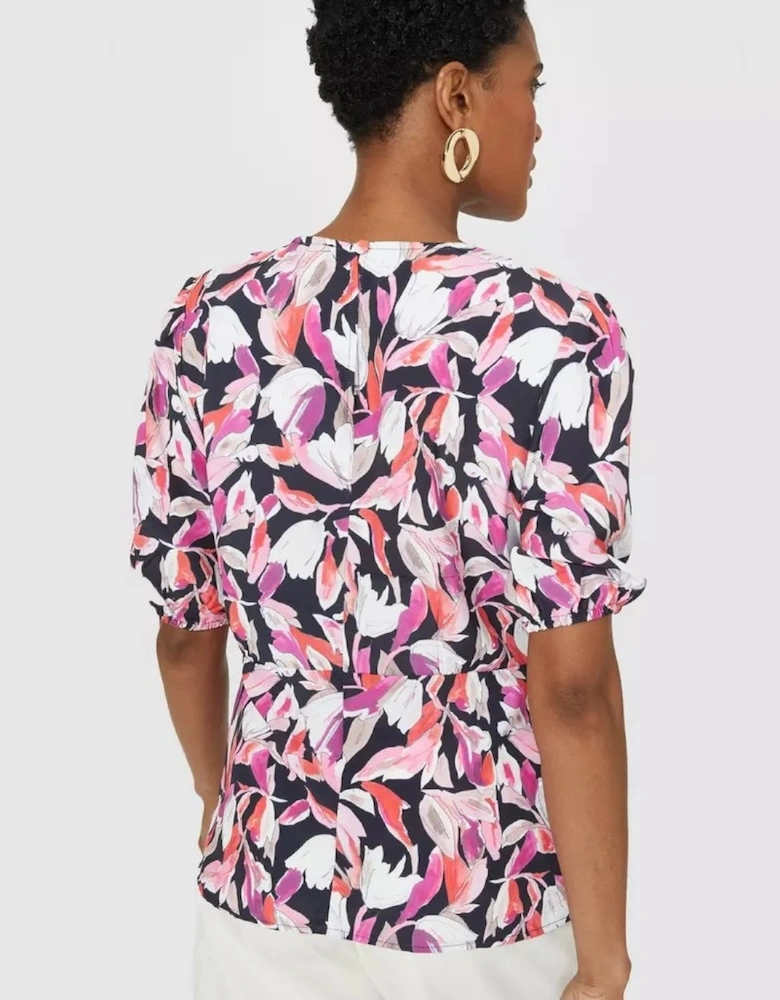 Womens/Ladies Printed Blouson Sleeve Blouse