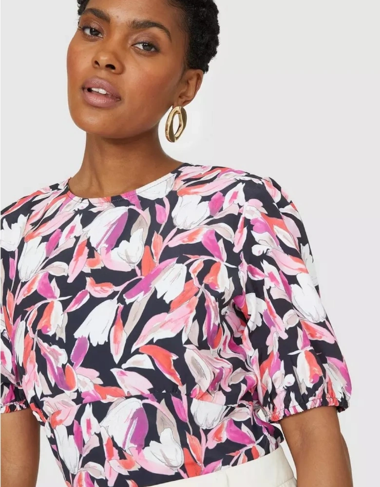 Womens/Ladies Printed Blouson Sleeve Blouse