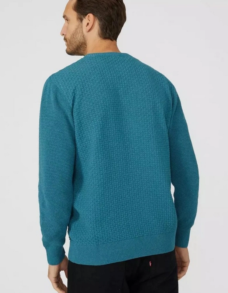 Mens Textured Crew Neck Jumper