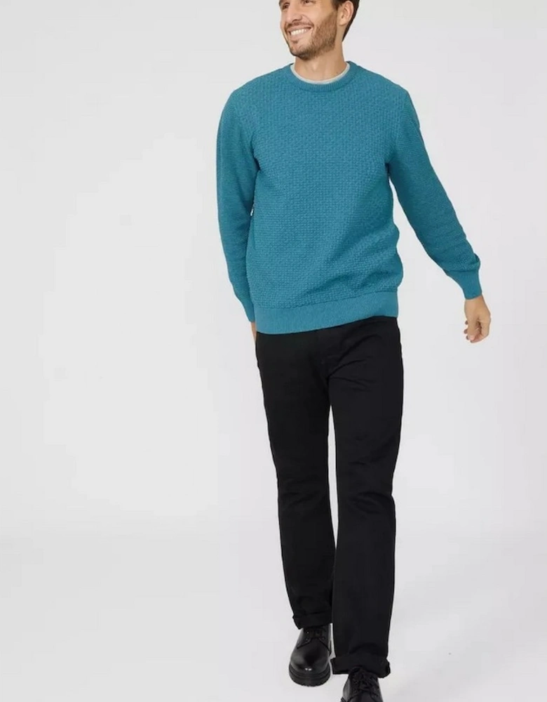 Mens Textured Crew Neck Jumper