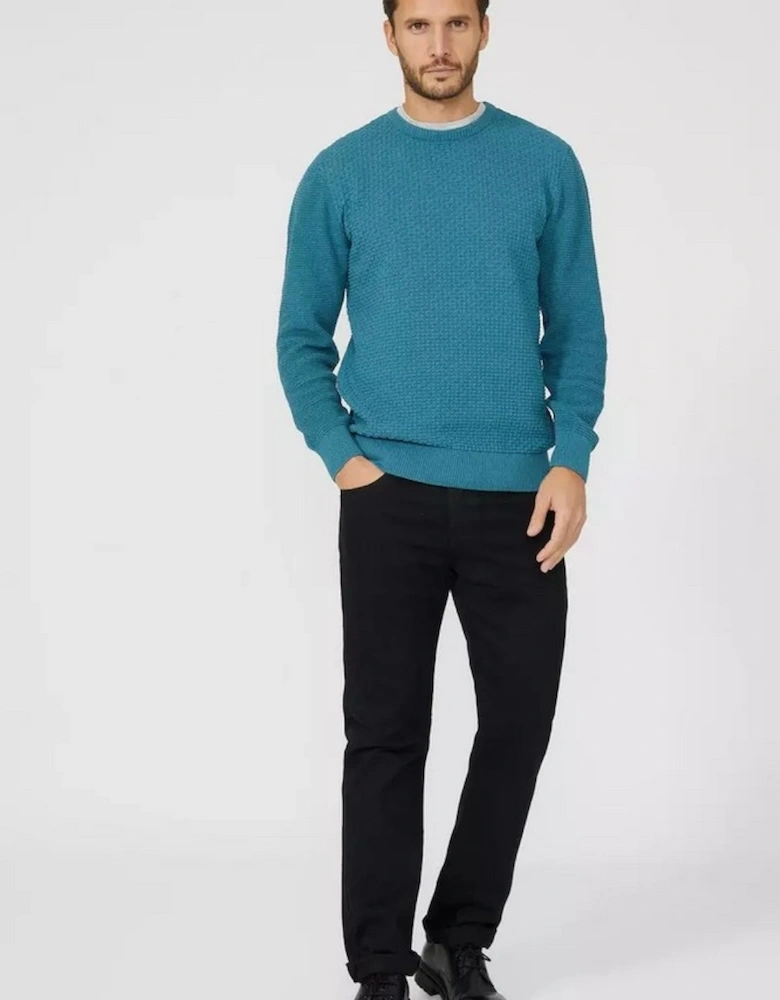 Mens Textured Crew Neck Jumper