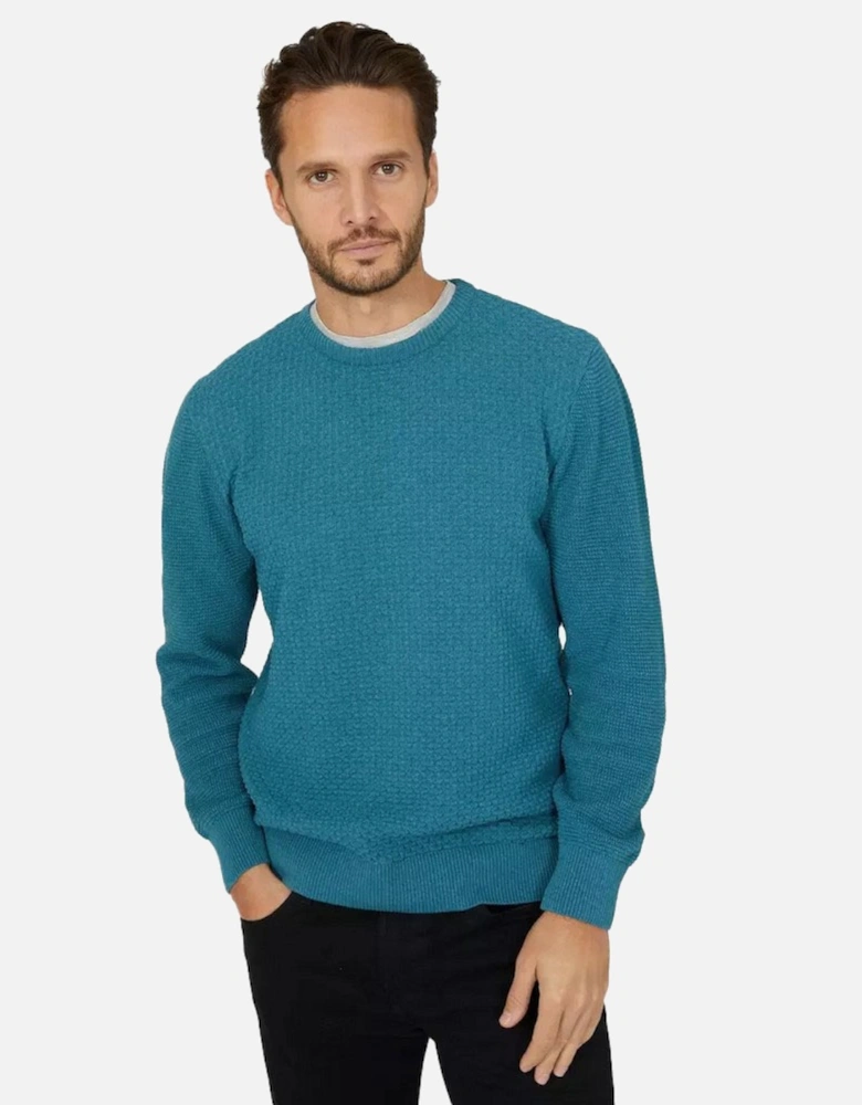 Mens Textured Crew Neck Jumper