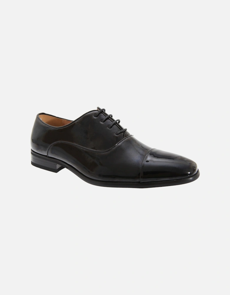 Mens Pleated Cap Oxford Tie Patent Shoes