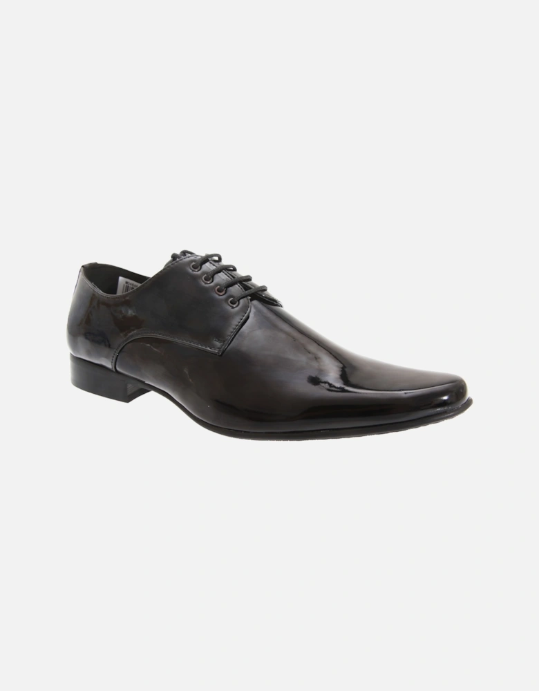 Mens Patent Leather Lace-Up Chisel Toe Gibson Dress Shoes