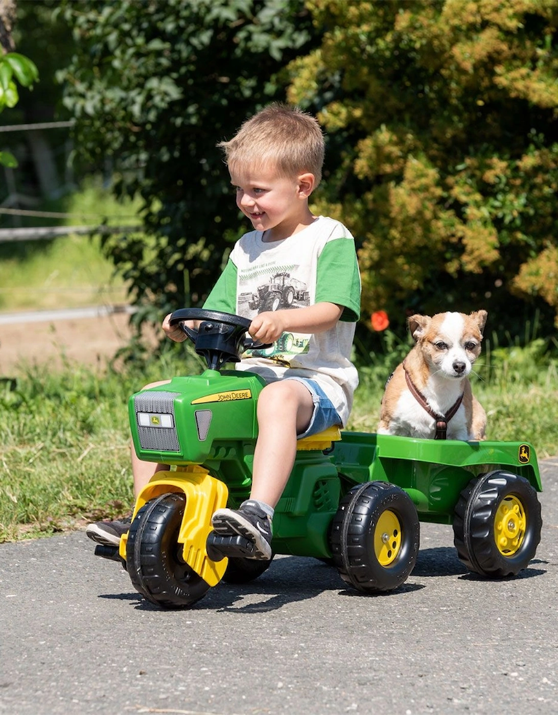 John Deere Trio Tractor with Electronic Steering Wheel & Trailer