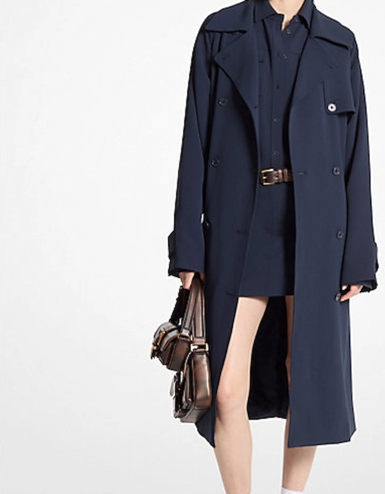 Textured Crepe Belted Trench Coat