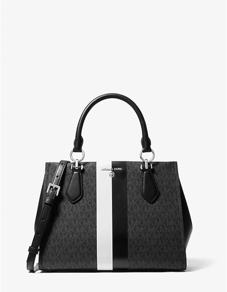Marilyn Medium Signature Logo Stripe Satchel