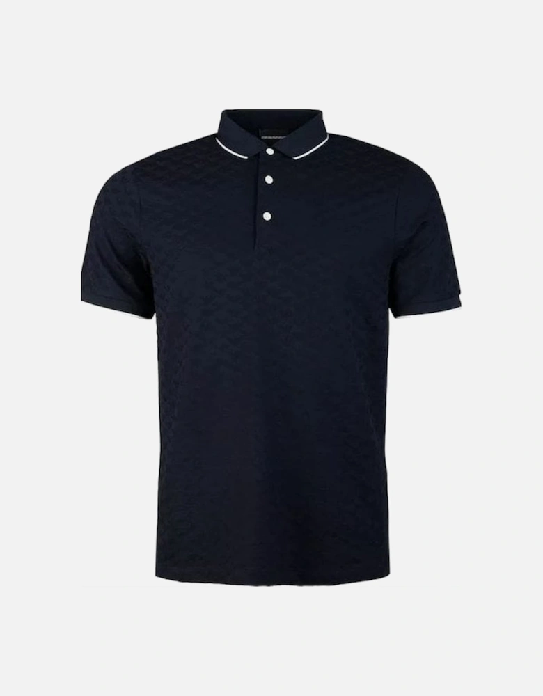 Cotton Allover Logo Navy Polo Shirt