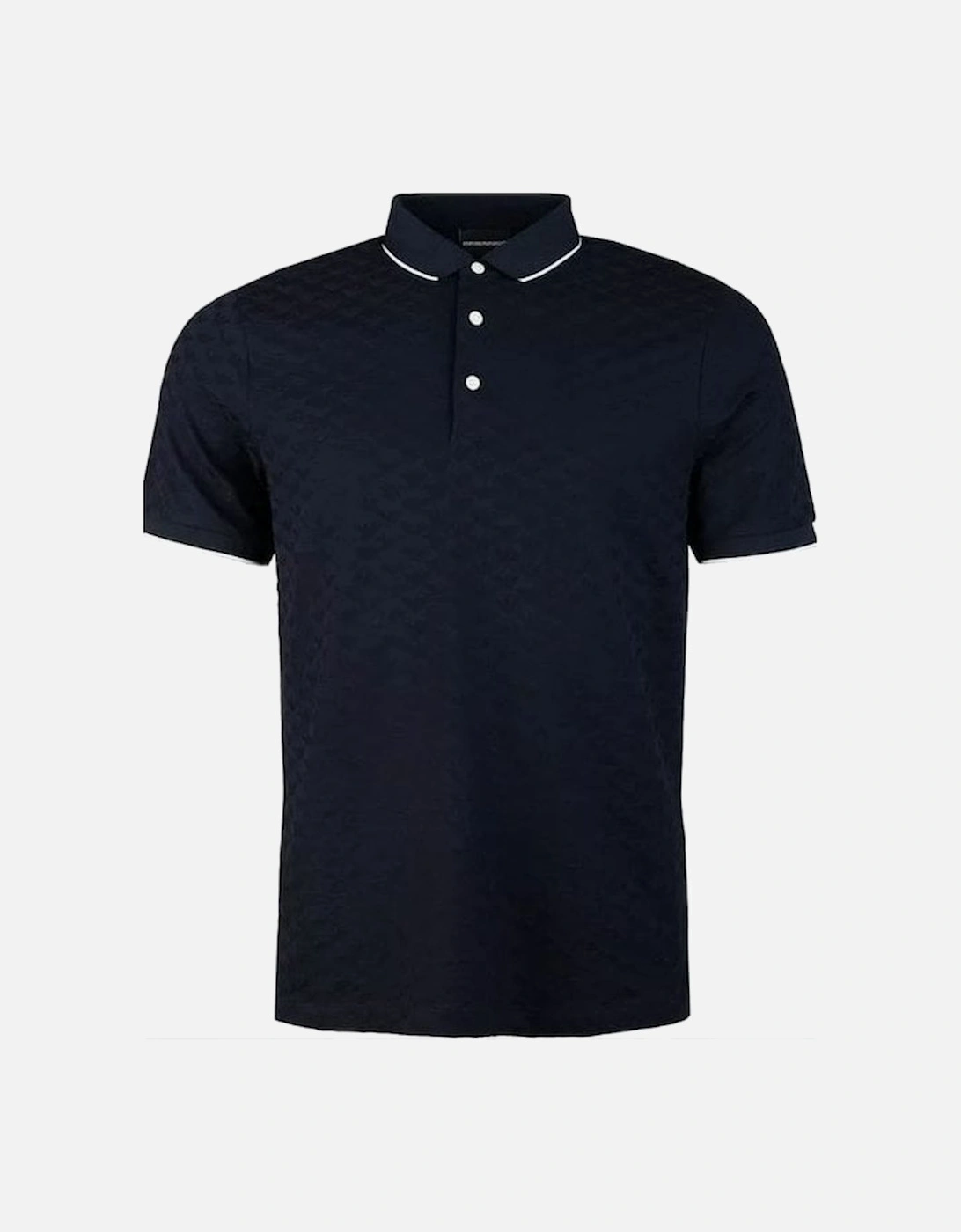 Cotton Allover Logo Navy Polo Shirt, 3 of 2