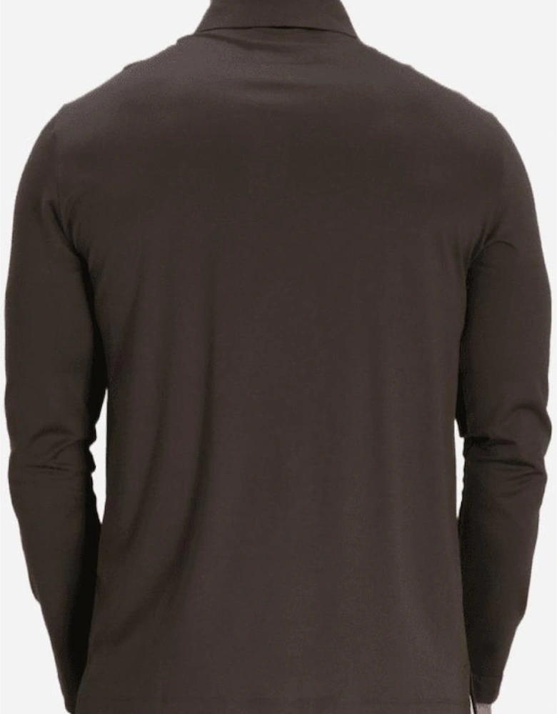 Cotton Khaki Long Sleeve Polo Shirt