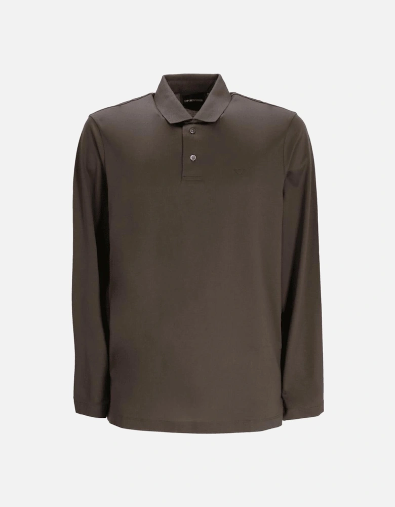 Cotton Khaki Long Sleeve Polo Shirt