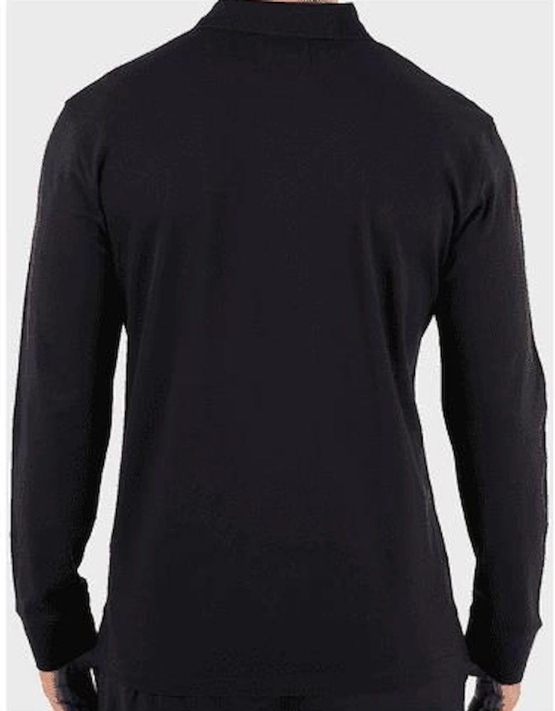 Cotton Navy Long Sleeve Eagle Polo Shirt