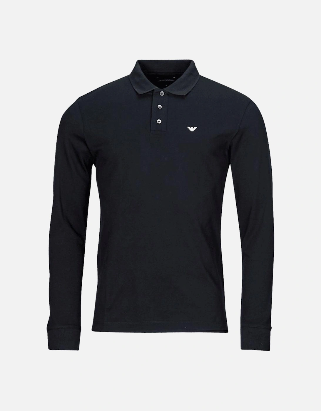 Cotton Navy Long Sleeve Eagle Polo Shirt, 4 of 3